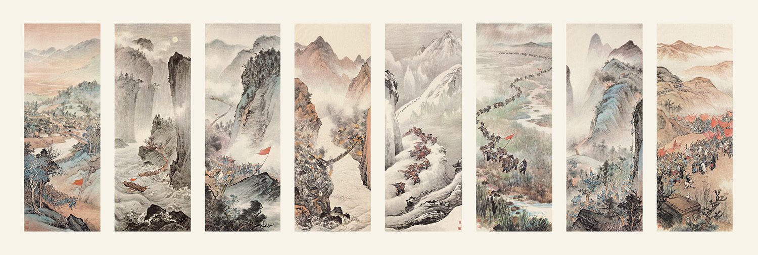 1959年,汪观清与应野平合作的国画八屏条《万水千山》,出版年画发行全国。1962年入选全国美展。.jpg